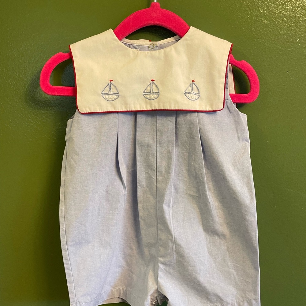 Petit Ami Light Blue Baby Romper . Baby size 6 months